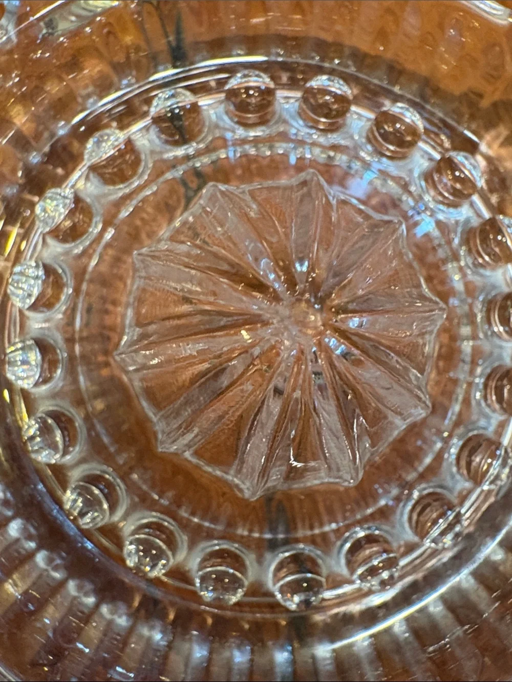 Vintage Federal Glass Clear Citrus Juicer Reamer Raised Dot Seed Catcher